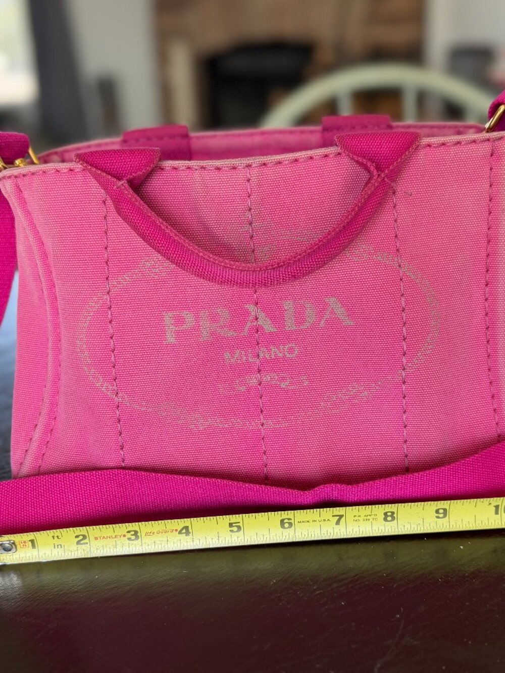 Prada Pink Canvas Mini Tote Crossbody Bag Logo Canapa Style